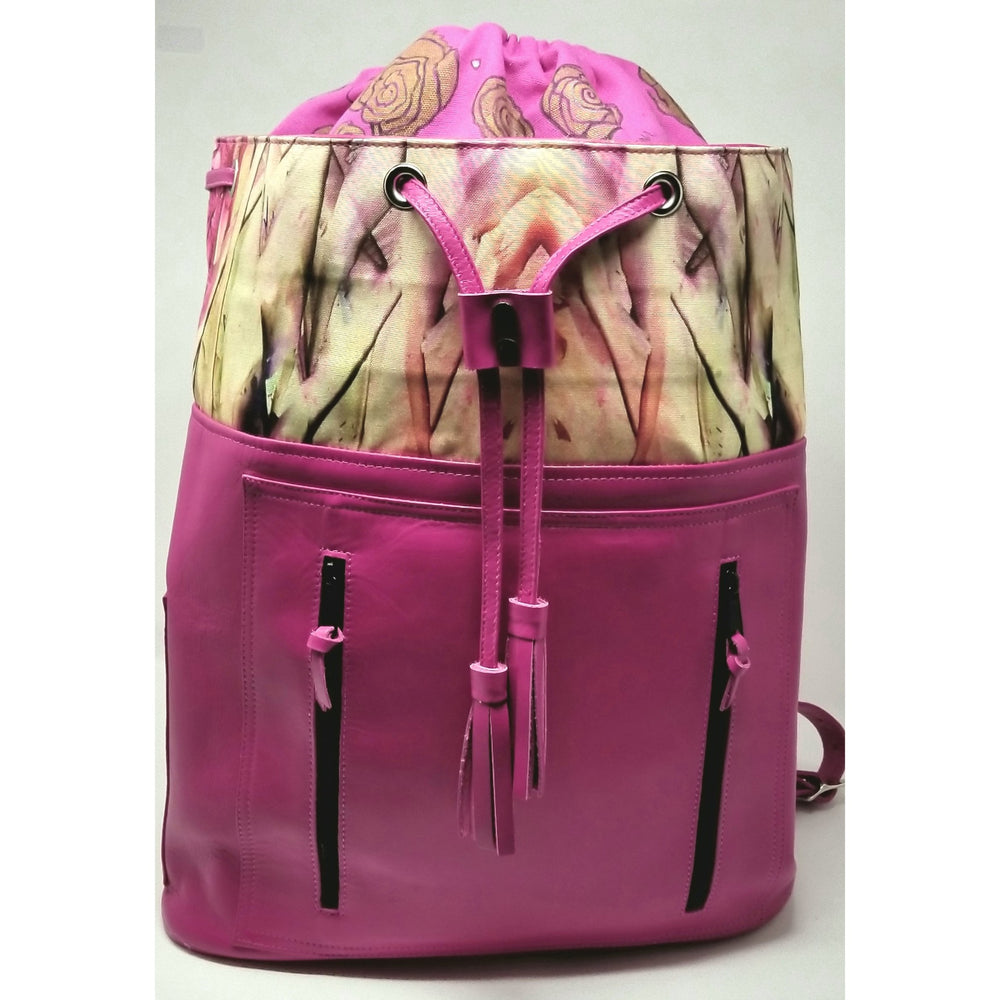 Handmade Encaustic Original Art Print Leather Backpack. - Ella Leather