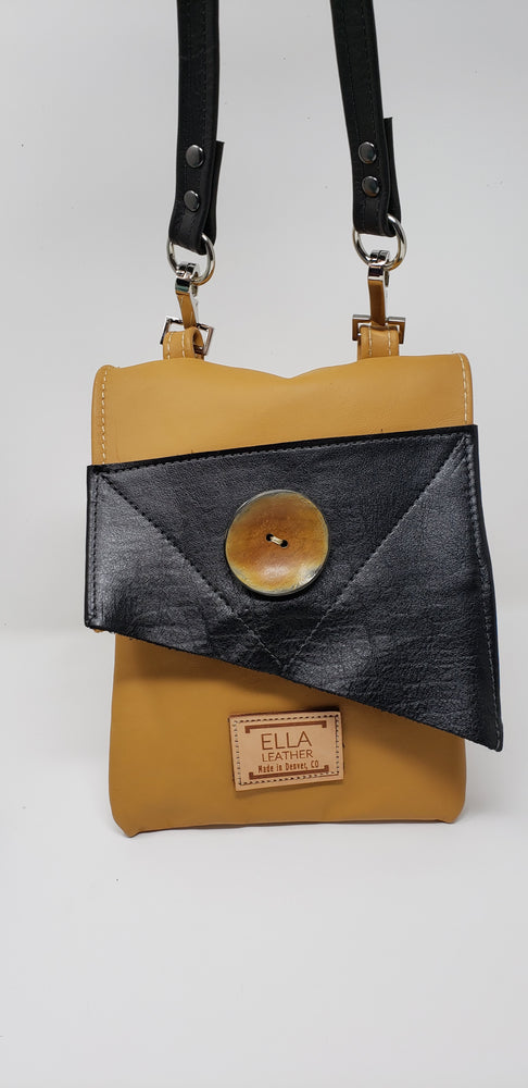 Black and Tan Leather Crossbody - Ella Leather