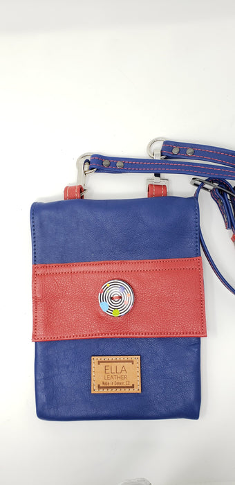 Ella Leather Red and Blue Crossbody Purse - Ella Leather