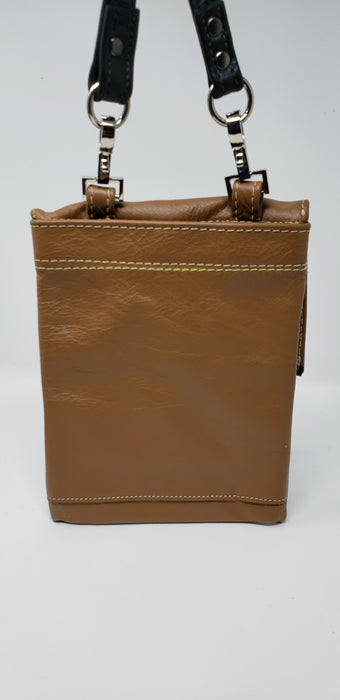 Artisan Leather Tan and Black Crossbody - Ella Leather