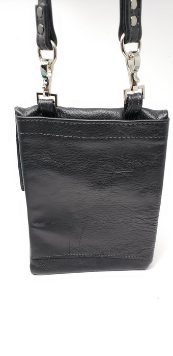 Artisan Leather Black and Grey Crossbody - Ella Leather