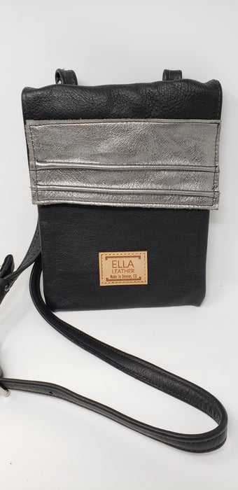 Artisan Leather Black and Grey Crossbody - Ella Leather