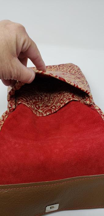 Artisan Leather Red and Tan Crossbody - Ella Leather