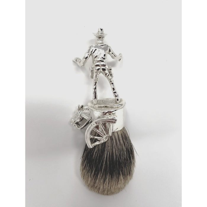 John Wayne Cowboy Silver Handle Badger Brush - Ella Leather