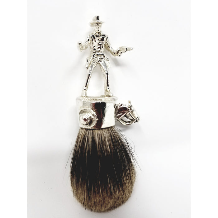John Wayne Cowboy Silver Handle Badger Brush - Ella Leather