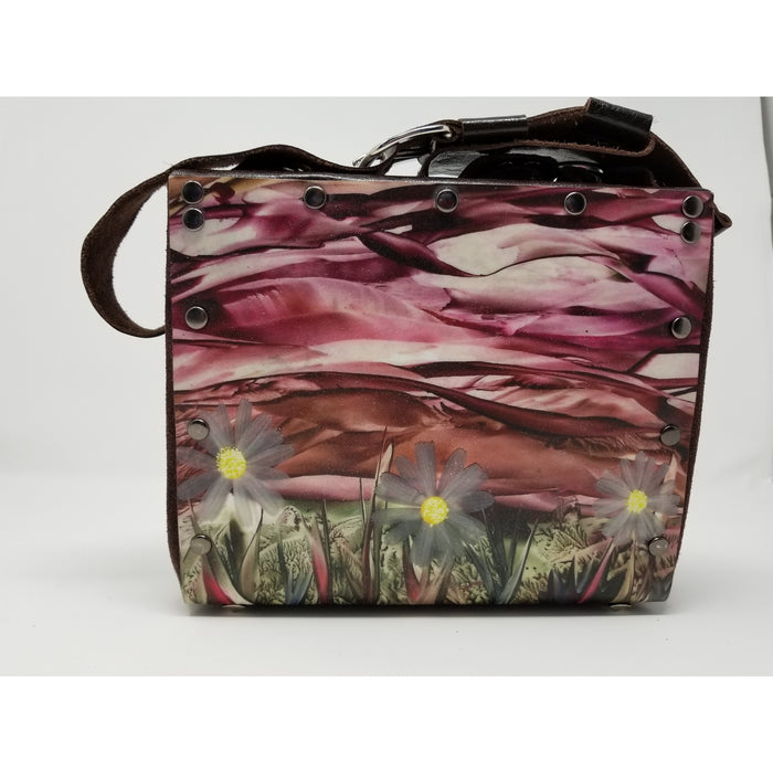 Unique One of a Kind Encaustic Daisy Purse - Ella Leather