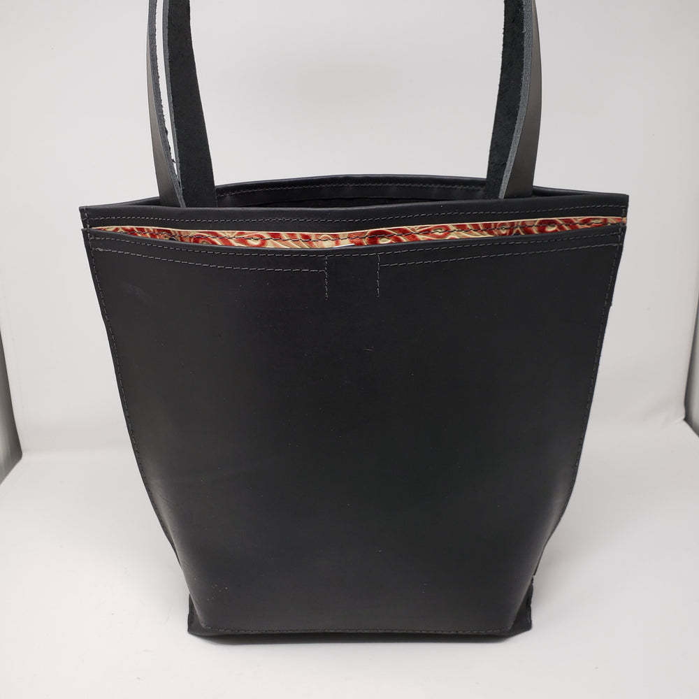 Artisan Leather Tote with Outside Pocket - Ella Leather