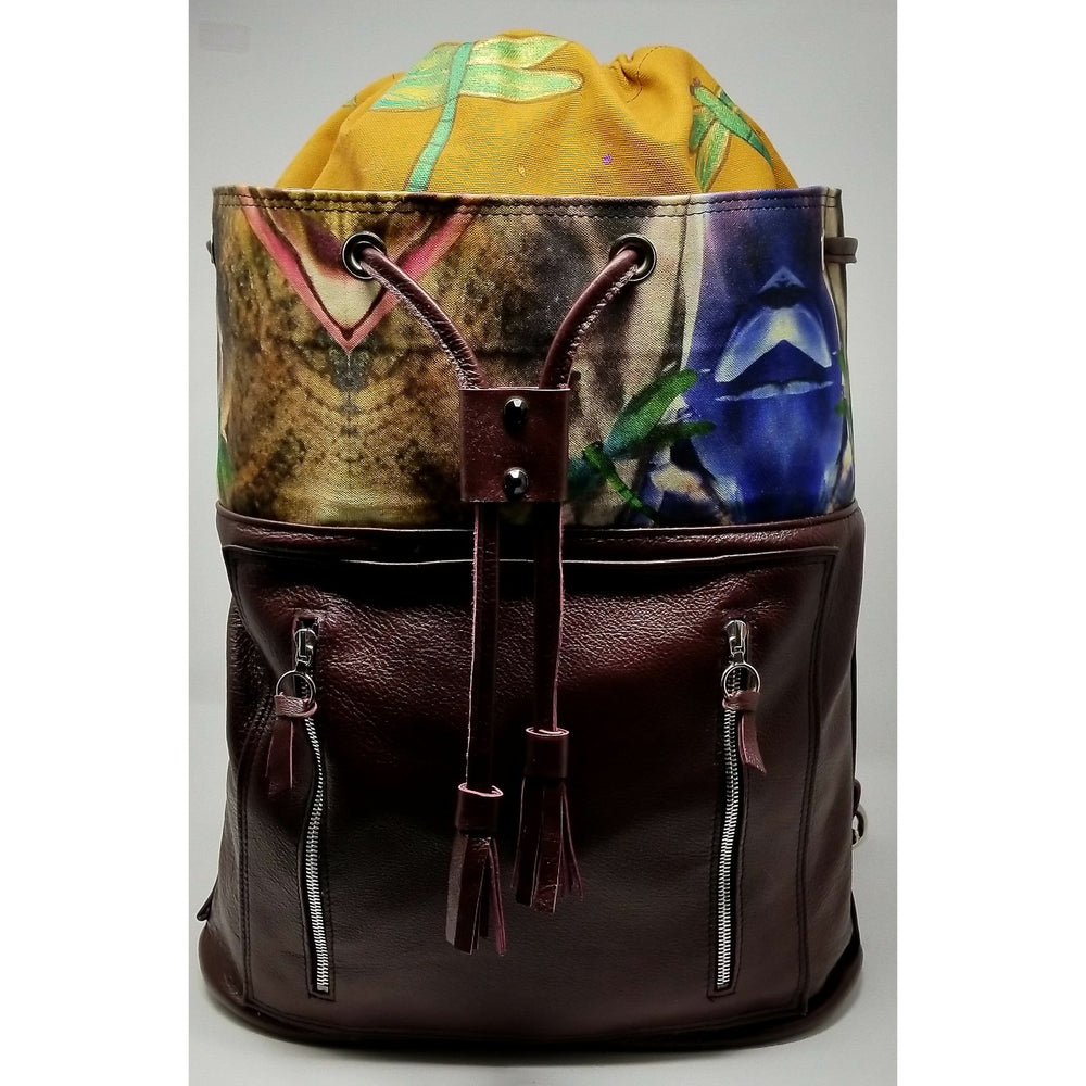 Handmade Encaustic Artisan Leather Burgundy Backpack - Ella Leather