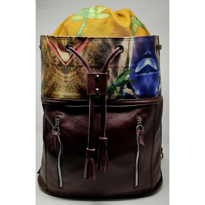 Handmade Encaustic Artisan Leather Burgundy Backpack - Ella Leather