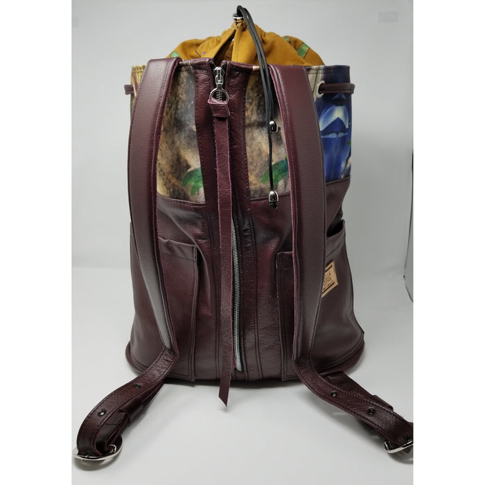 Handmade Encaustic Artisan Leather Burgundy Backpack - Ella Leather