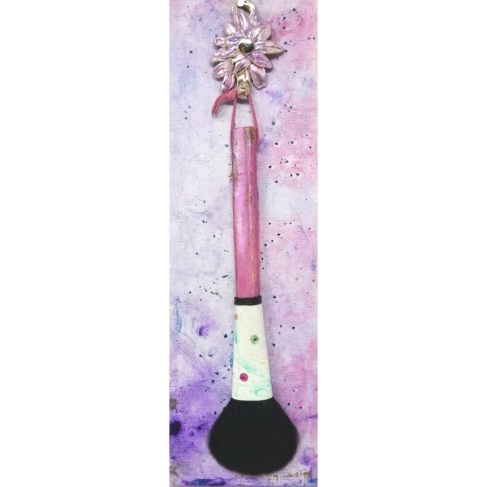 Pretty in Pink Makeup Blush Brush with Twiggy Handle and  Pewter Hook - Ella Leather