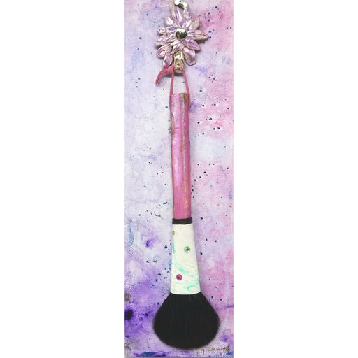 Pretty in Pink Makeup Blush Brush with Twiggy Handle and  Pewter Hook - Ella Leather