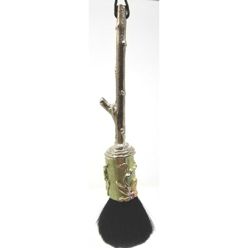 Green Silver Plated Round Blush Brush - Ella Leather