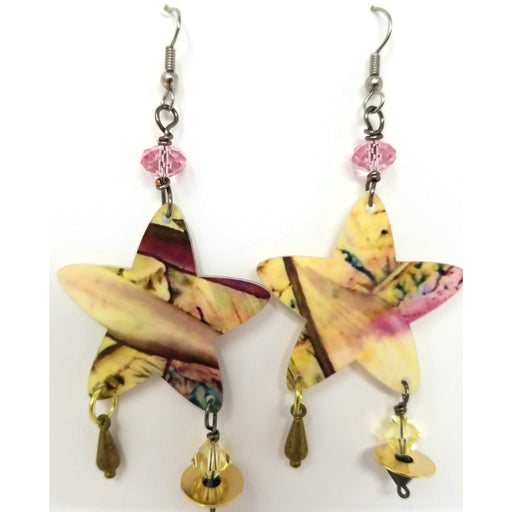Star Encaustic Earrings - Ella Leather