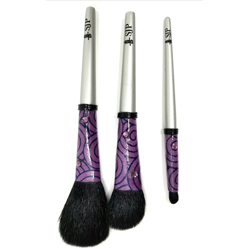 Purple Swirl Set of 3 Makeup Brushes - Ella Leather