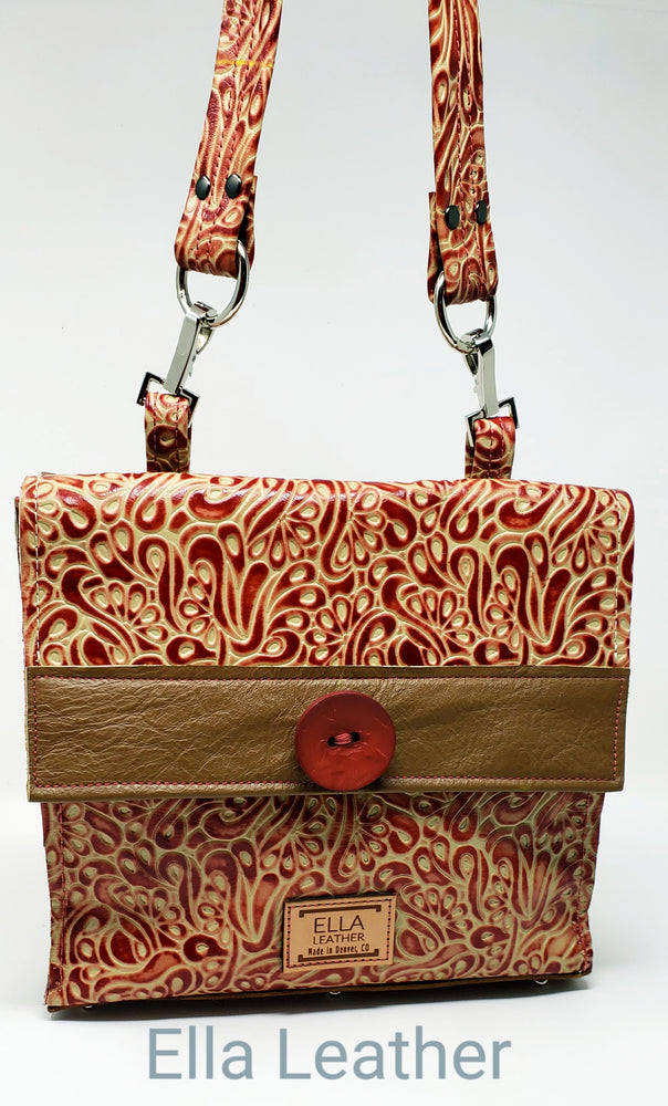 Handmade Red and Tan Artisan Italian Leather Crossbody - Ella Leather