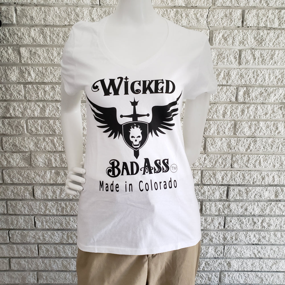 Women's Wicked Bad Ass V-Neck T-Shirt - Ella Leather