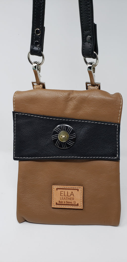 Artisan Leather Tan and Black Crossbody - Ella Leather
