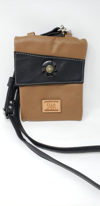 Artisan Leather Tan and Black Crossbody - Ella Leather