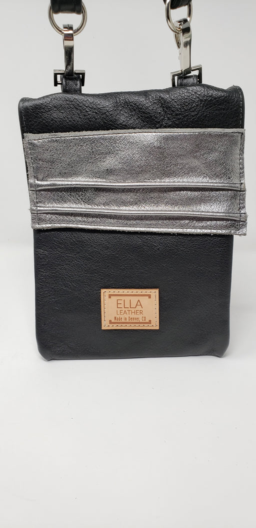 Artisan Leather Black and Grey Crossbody - Ella Leather