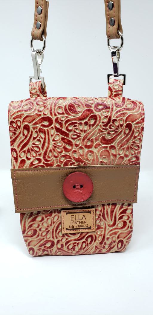 Artisan Leather Red and Tan Crossbody - Ella Leather