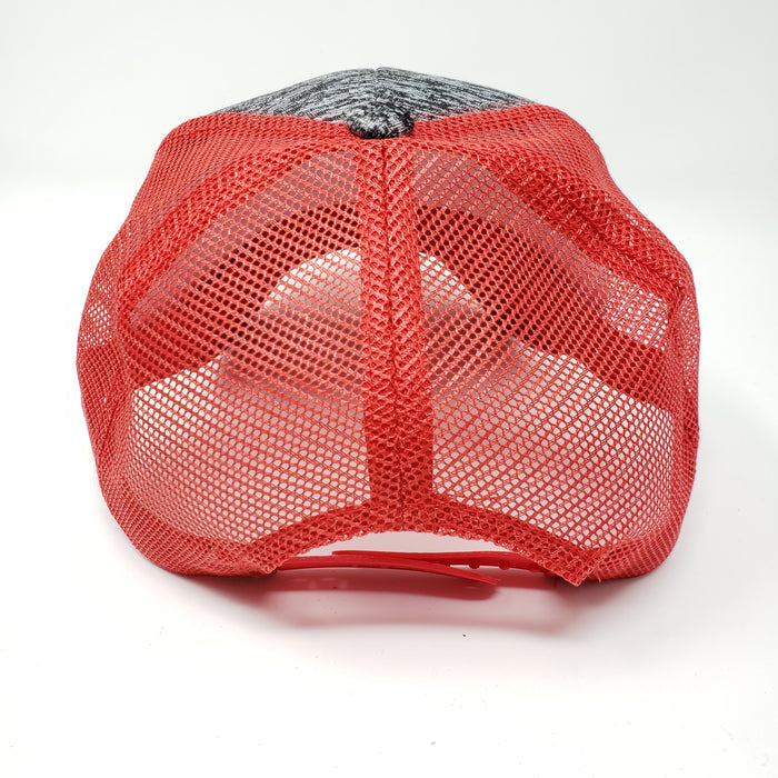 Mesh Trucker Hat in Red and Grey - Ella Leather
