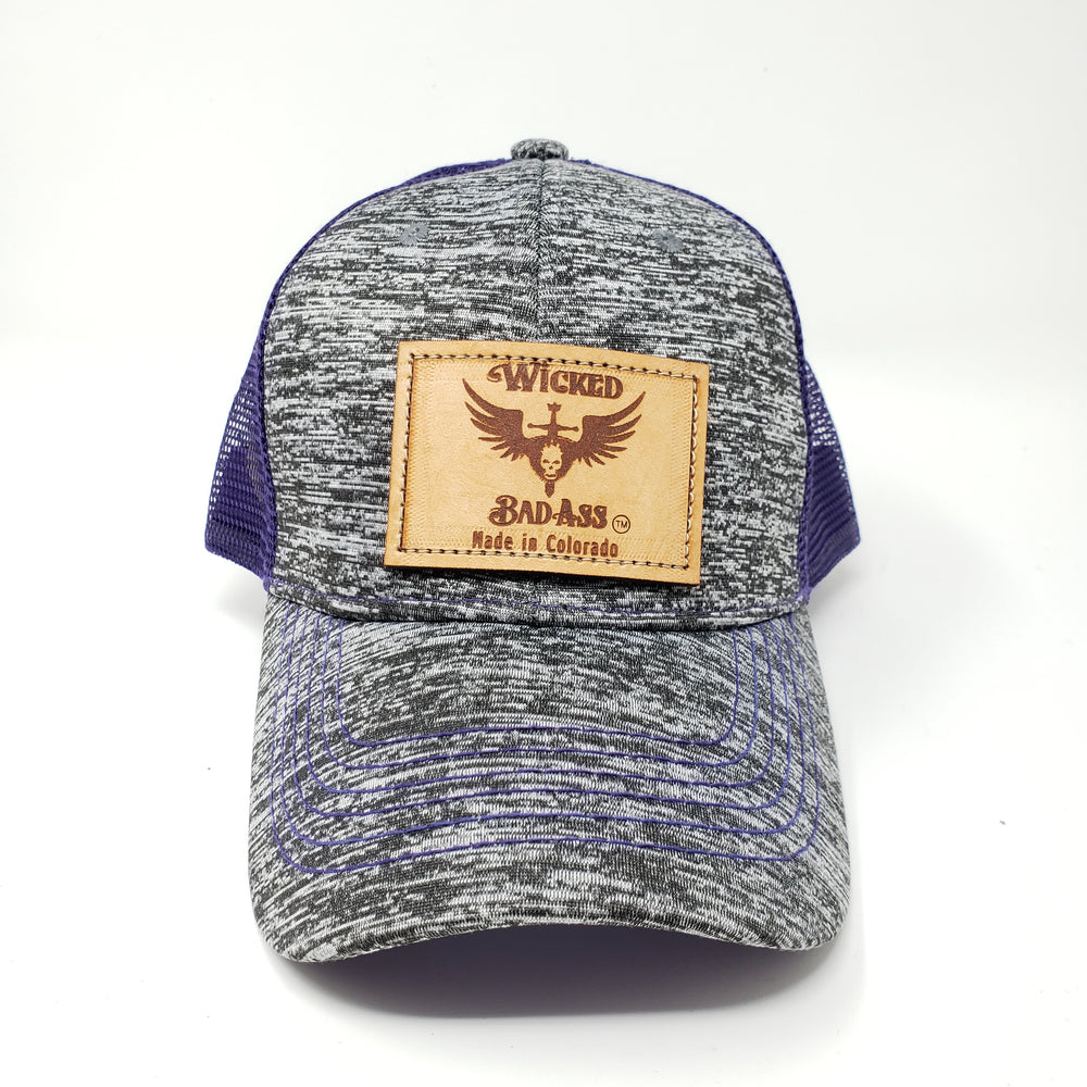 Wicked Bad Ass Hat Purple and Gray. - Ella Leather