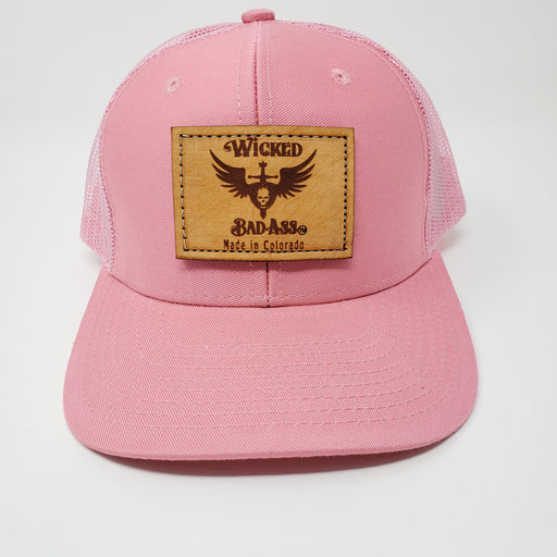 Wear Pink Wicked Bad Ass Pink Mesh Trucker Hat  Breast Cancer donation to Allyson Whitney Foundation - Ella Leather