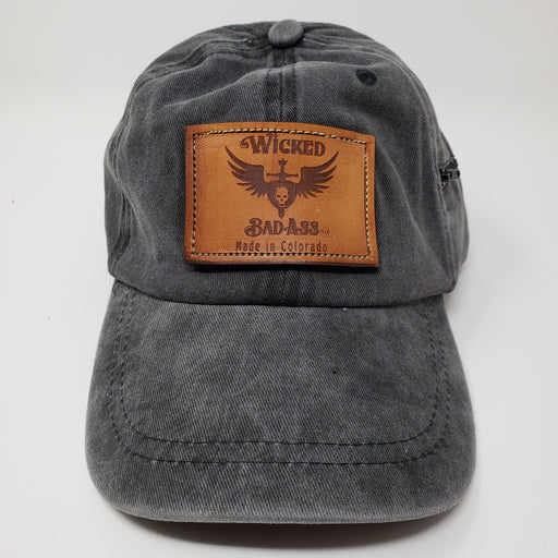 Wicked bad Ass Cotton Baseball Hat Grey - Ella Leather