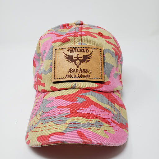 Camo Baseball Cap, Low Profile - Ella Leather