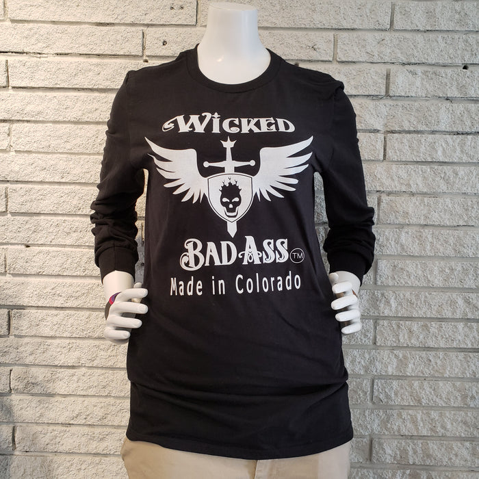 Wicked Bad Ass T-Shirt Long Sleeve Black - Ella Leather