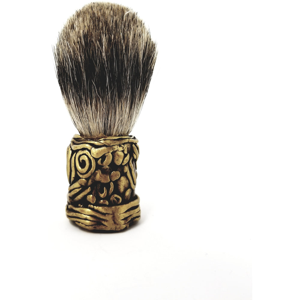Wicked Bad Ass Free Form Brass Badger Shaving Brush - Ella Leather