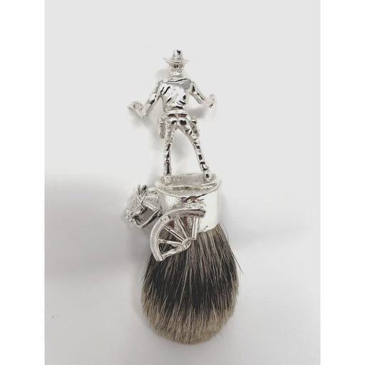 John Wayne Cowboy Silver Handle Badger Brush - Ella Leather