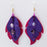 Leather Leaf Earrings Purple and Hot Pink - Ella Leather