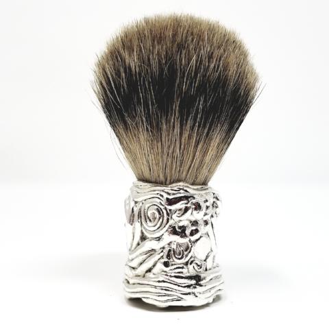 Silver Handle Wicked Bad Ass Badger Shaving Brush - Ella Leather